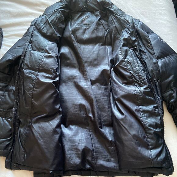 T Tech By Tumi Feather Down Puffer Jacket Coat Zip Up Outdoor Black Mens Medium - Picture 4 of 11